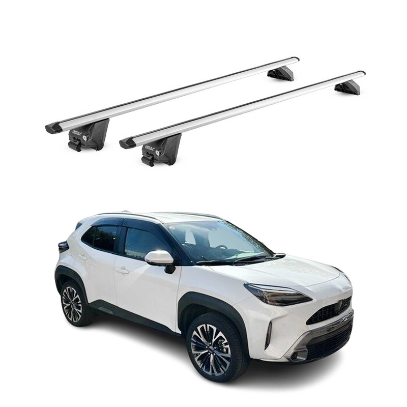 Roof Rack Cross Bars Luggage Carrier for Toyota Yaris 2020-2023 Alu Grey 2x