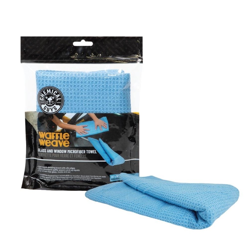Chemical Guys Glass And Window Waffle Weave Towel Blue 16 x 24