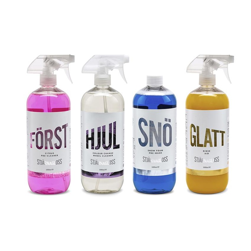 Stjarnagloss The 1L Hero Bundle – Snow foam, Rinse Aid, Wheel Cleaner and Pre-Wash