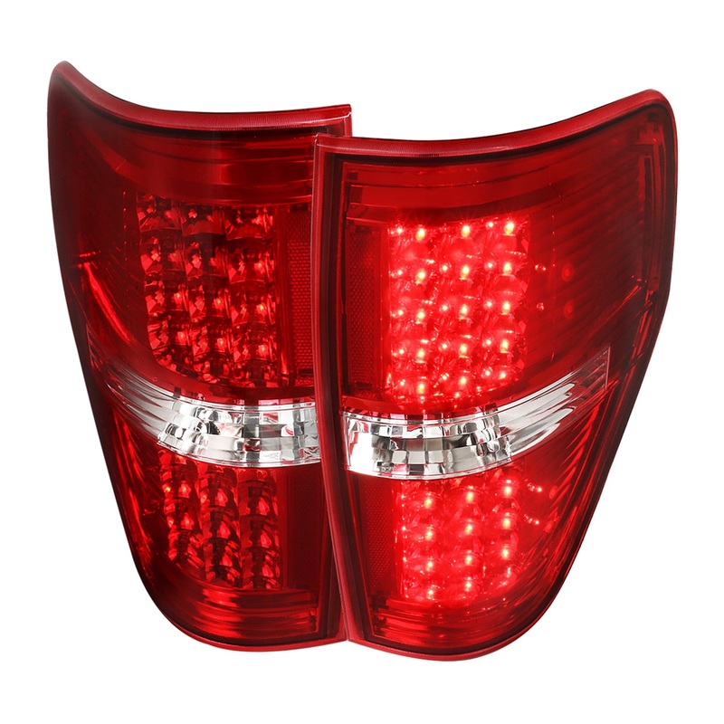 2009-2014 Ford F-150 LED Tail Lights – OZ Chrome Housing/Red Clear Lens