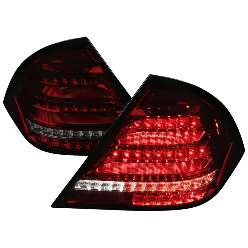 2001-2004 Mercedes Benz W203 C-Class Signal LED Tail Lights Chrome/Red Smoke