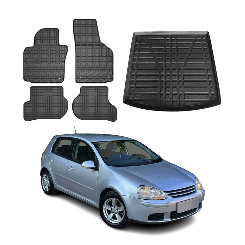 2003-2008 VW Golf Floor Mats & Cargo Liner Full Set All Weather Black