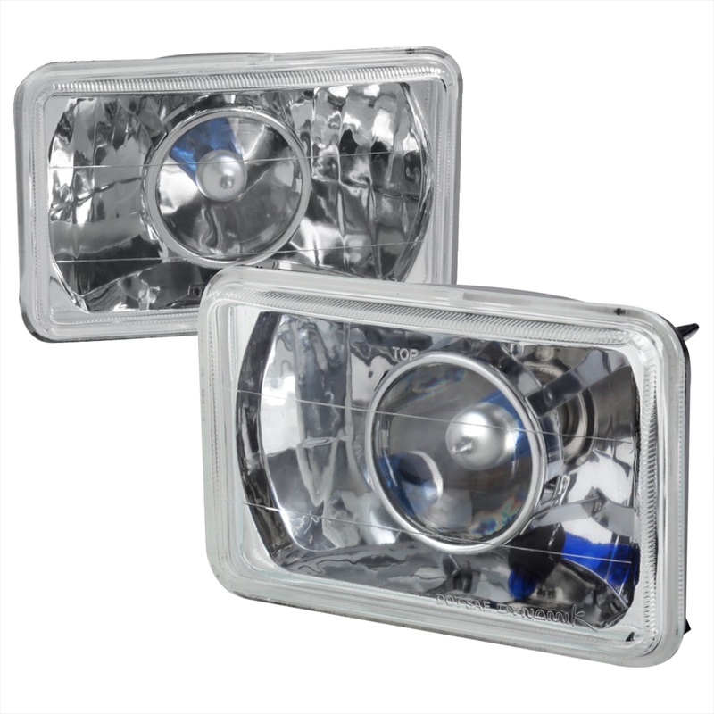 Universal 4×6 H4 Projector Headlights Chrome Housing/Glass Lens