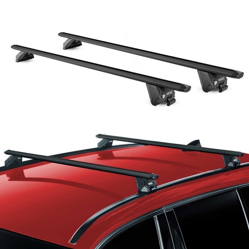 44 Roof Rack Cross Bars Luggage Carrier fits Flush Rail Aluminium Black 2x