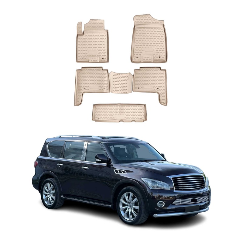 2017-2024 Nissan Armada Floor Mats Liners Full Set All Weather Beige