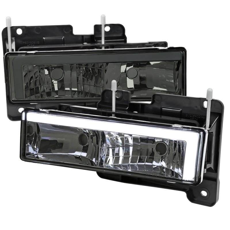 1988-1998 Chevy/GMC C10 C/K LED Strip Factory Style Headlights Chrome/Smoke