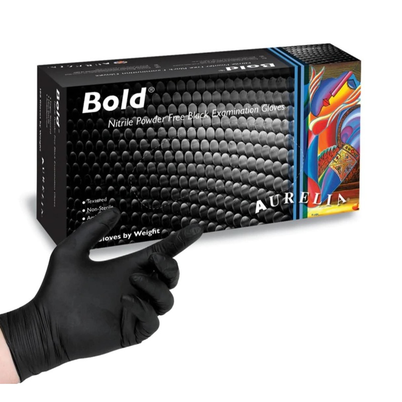 Aurelia Bold Black Nitrile Gloves – Pack of 100