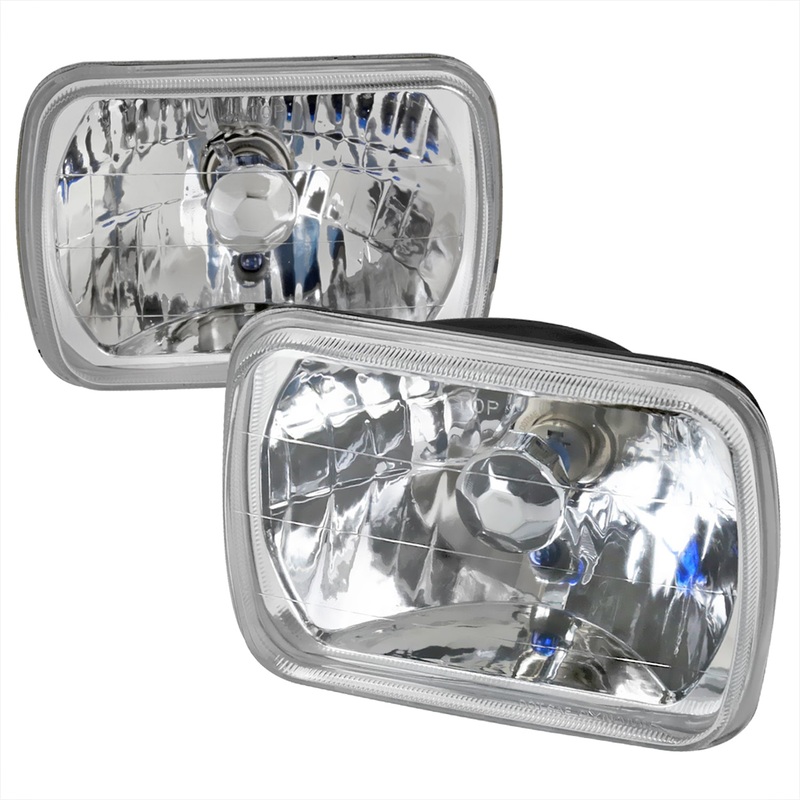 Universal 7×6 H4 Crystal Headlights Chrome Housing/Glass Lens