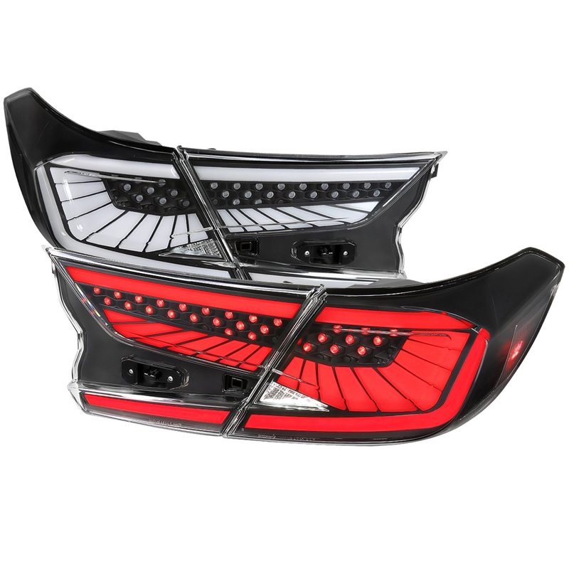 2018-2022 Honda Accord Sedan SQ2 LED Signal Tail Lights Matt Black/Clear