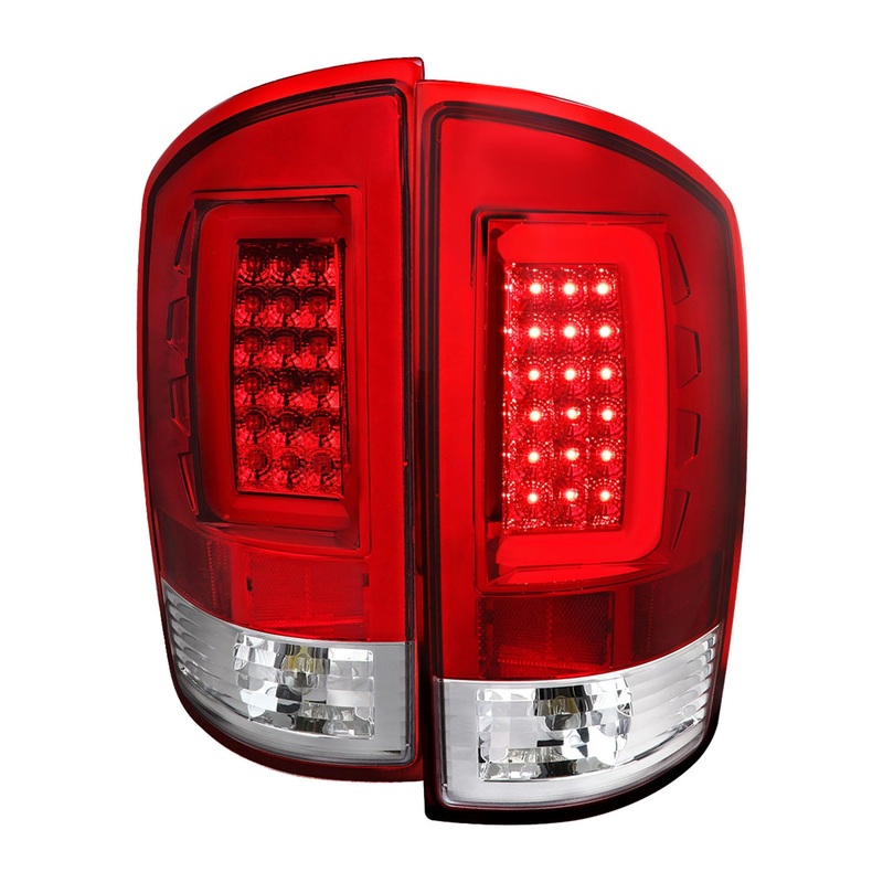 2002-2006 Dodge RAM 1500 2500 3500 LED Tail Lights Chrome Housing/Red Lens