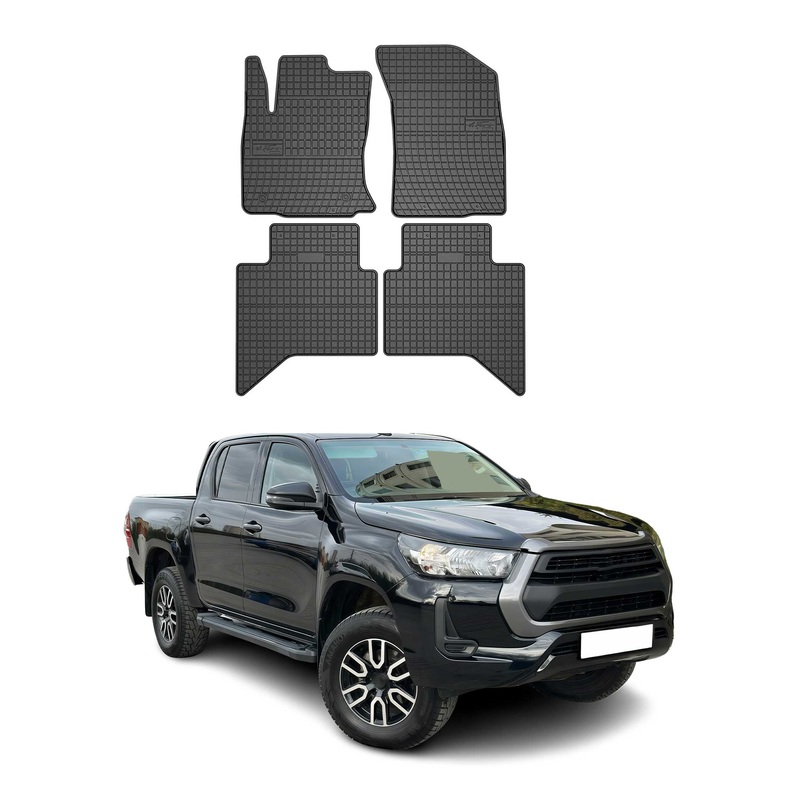 2016-2023 Toyota Hilux Floor Mats Liners Full Set All Weather Rubber Black