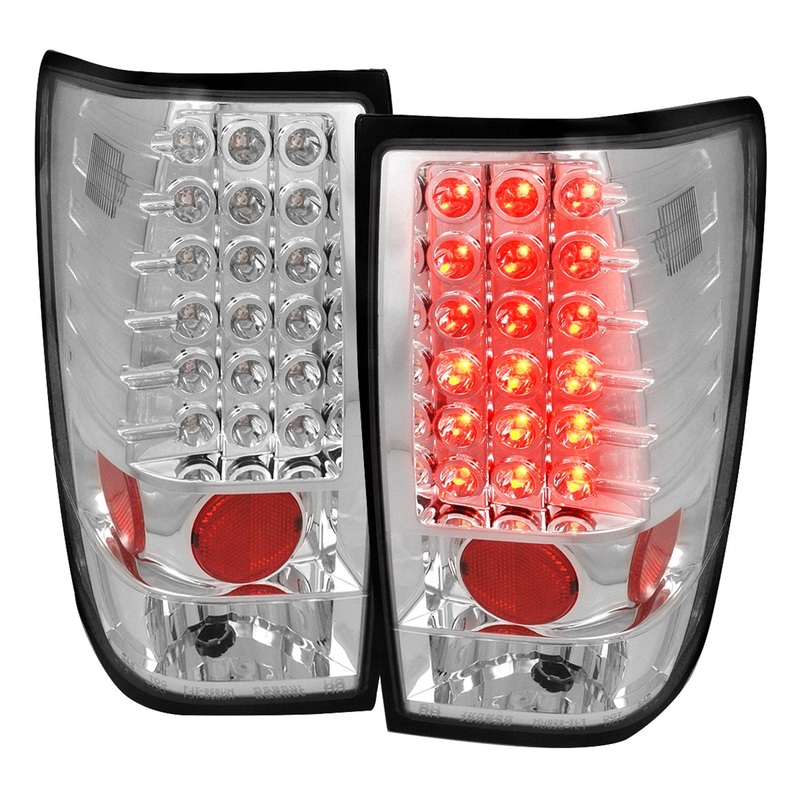 2004-2015 Nissan Titan LED Tail Lights Chrome Housing/Clear Lens
