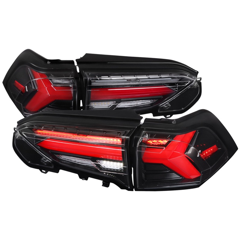 2019-2024 Toyota RAV4 Red LED Bar Signal Tail Lights Jet Black/Clear
