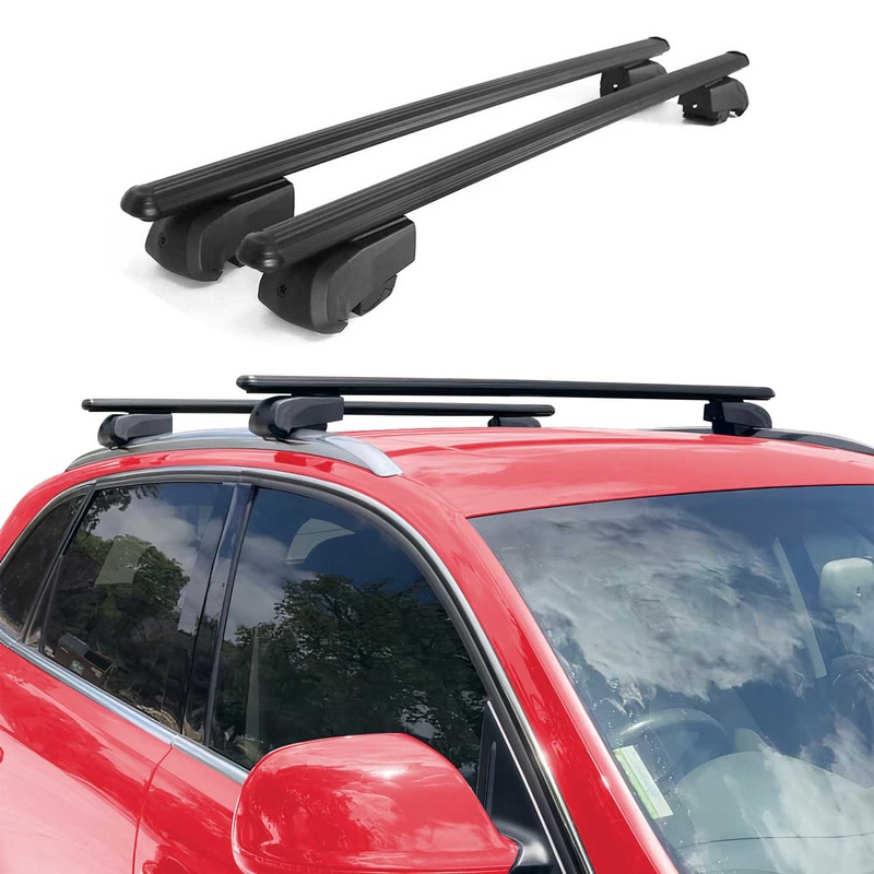 Roof Rack Flush Rail Cross Bars Carrier Anti-Theft Lockable 50 2 Pcs Black