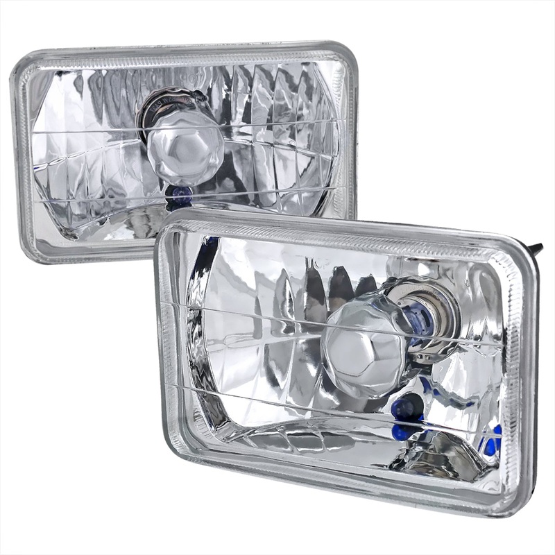 Universal 4×6 H4 Crystal Headlights Chrome Housing/Glass Lens