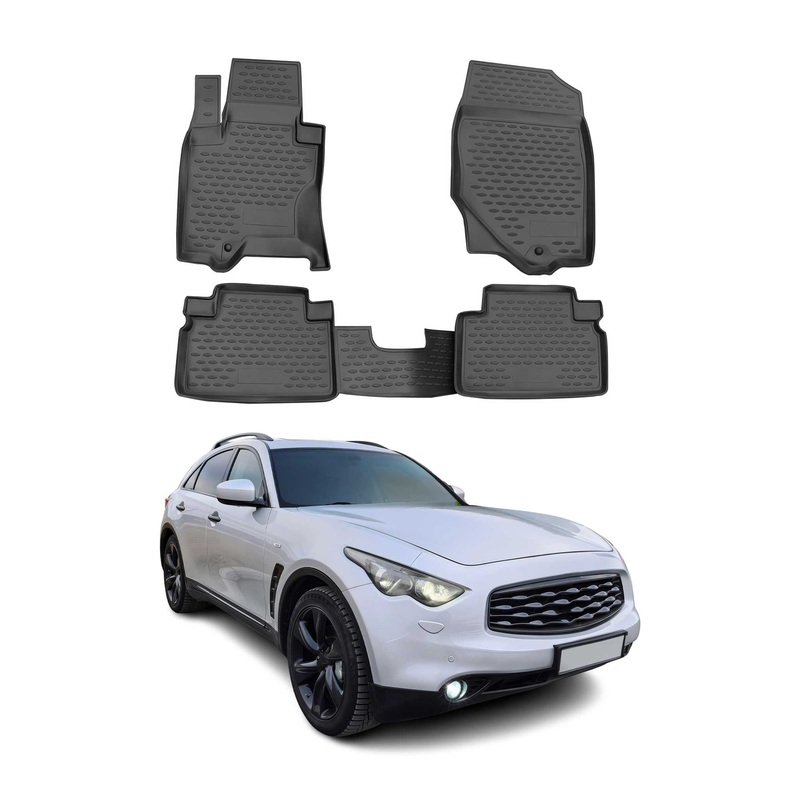 2009-2012 Infiniti FX50 Floor Mats Liners Full Set All Weather Black