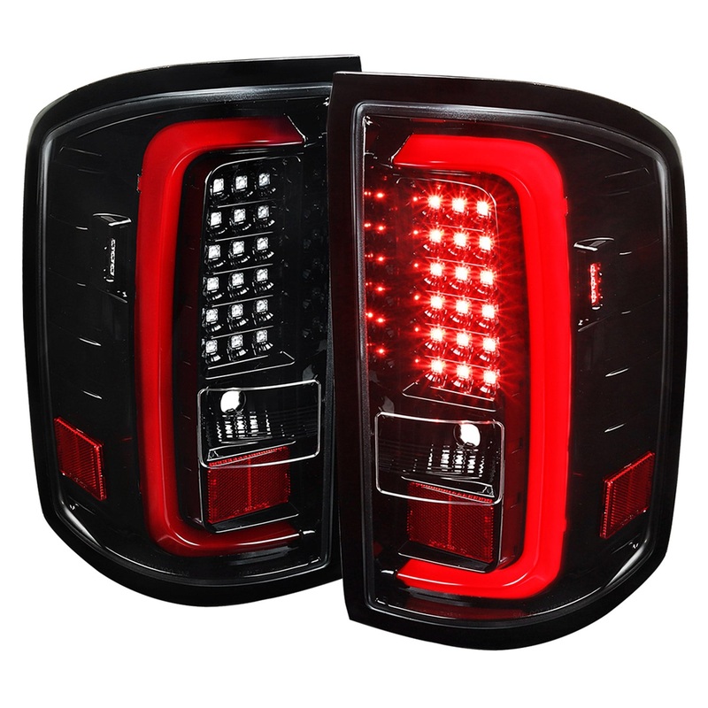 2014-2018 GMC Sierra 1500/2500HD/3500HD LED Tail Lights Jet Black/Clear Lens