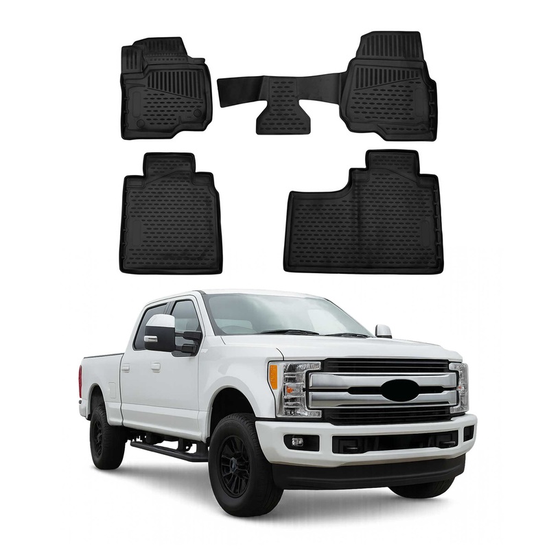 2017-2022 Ford F-250 Crew Cab Floor Mats Liners Full Set All Weather Black