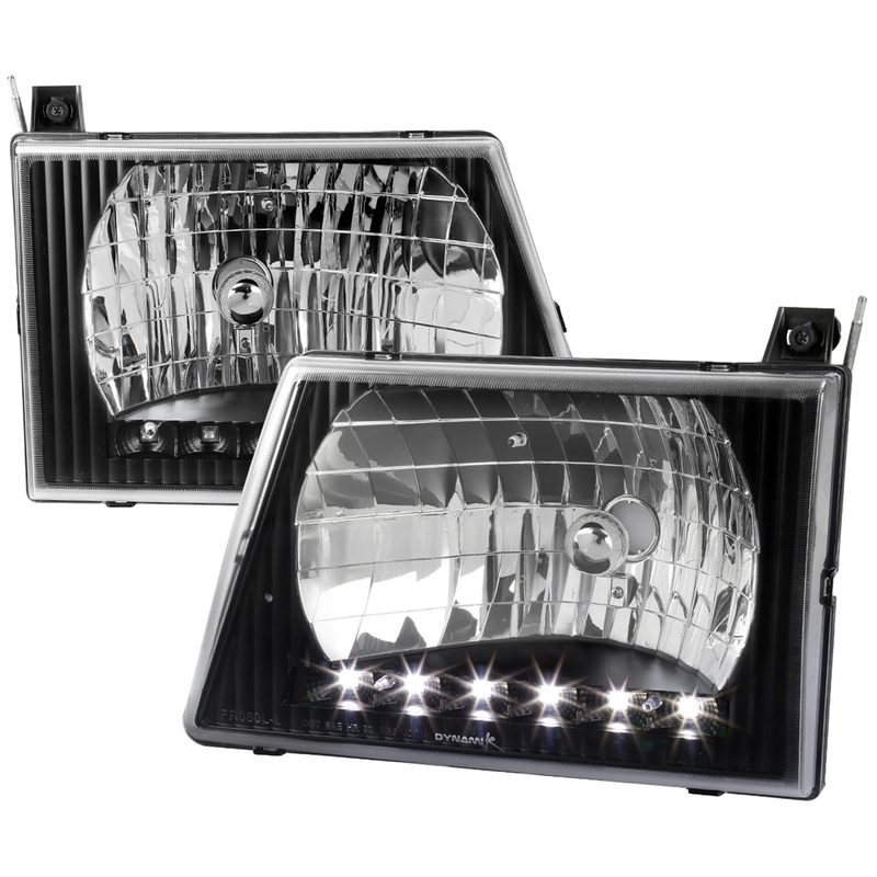 1992-2006 Ford Econoline Factory Headlights SMD LED Light Strip Matt Black