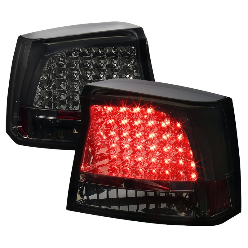 2005-2008 Dodge Charger LED Tail Lights Chrome Housing/Smoke Lens