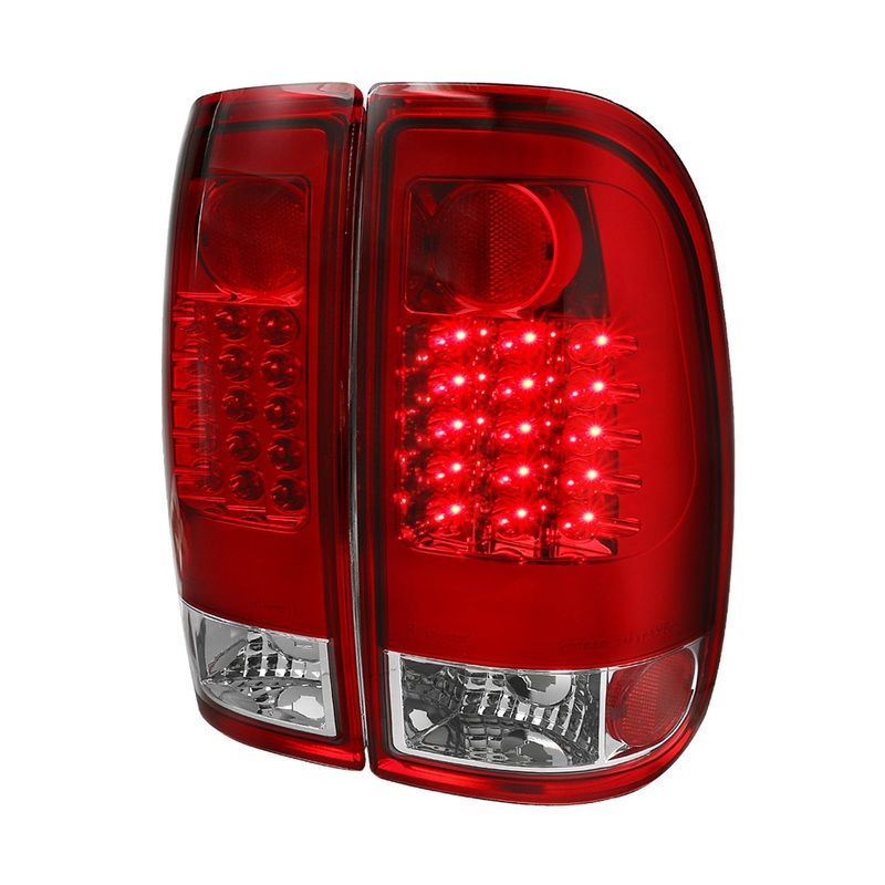 2008-2016 Ford F-250/350/450/550 Super Duty LED Tail Lights Chrome/Red Clear