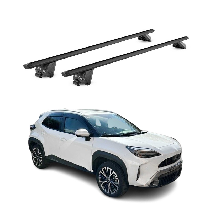 Roof Rack Cross Bars Luggage Carrier for Toyota Yaris 2020-2023 Alu Black 2x