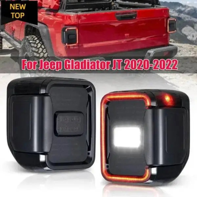 1 Pair Smoke Lens Led Tail Light Rear Reverse Lamp for Jeep Gladiator JT 2020-2022 (US/EU Version) Taillight