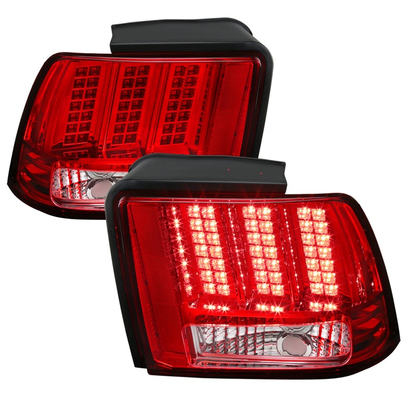 1999-2004 Ford Mustang Sequential LED Tail Lights – RS Chrome/Red Lens