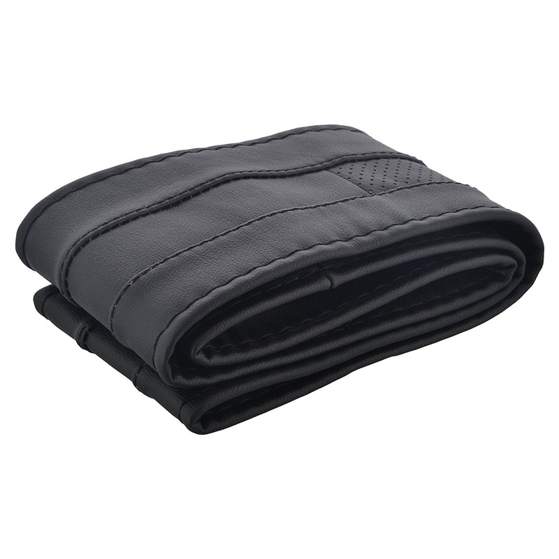 Stitchable Car Steering Cover Compatible with Volkswagen Polo, (Black)