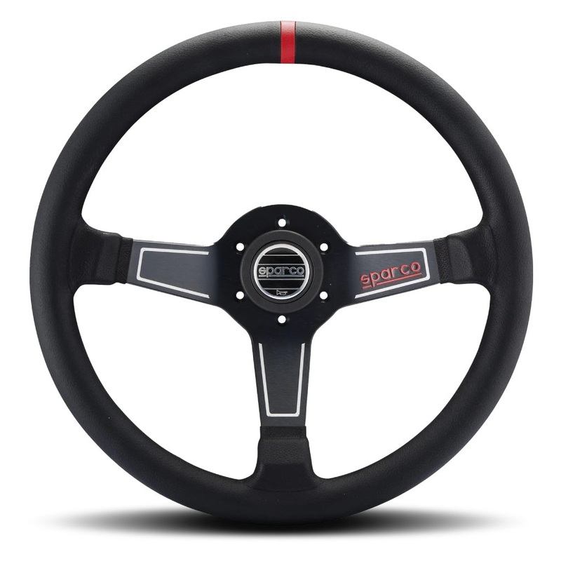 Sparco L575 Steering Wheel – Black Leather Black Spokes 350mm