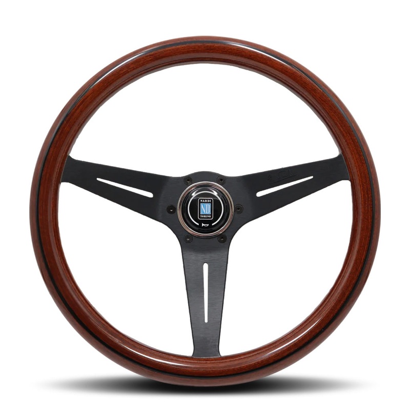 Nardi Deep Corn Steering Wheel – Mahogany Wood Black Spokes 350mm