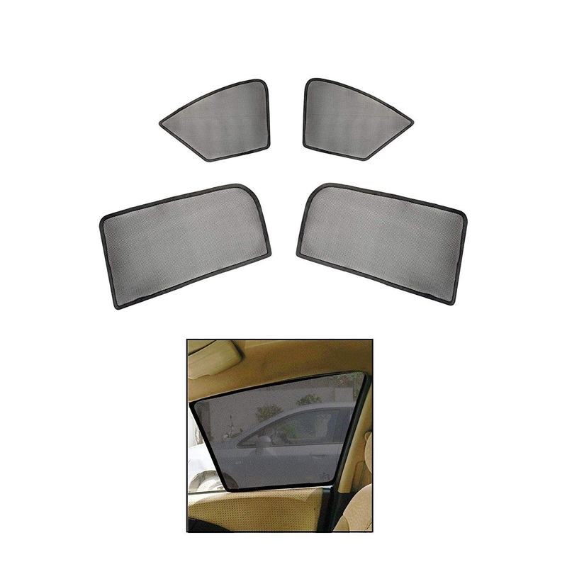 Car Side Window Magnetic Sun Shades/Curtains with Side Rear View Mirror Visibility Compatible with Datsun Redi Go+, Set of 4