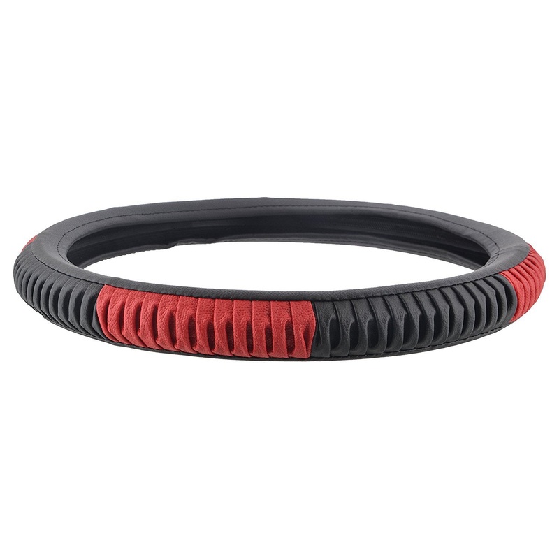 EleganceGrip Anti-Slip Car Steering Wheel Cover Compatible with Chevrolet Tavera, (Black/Red)