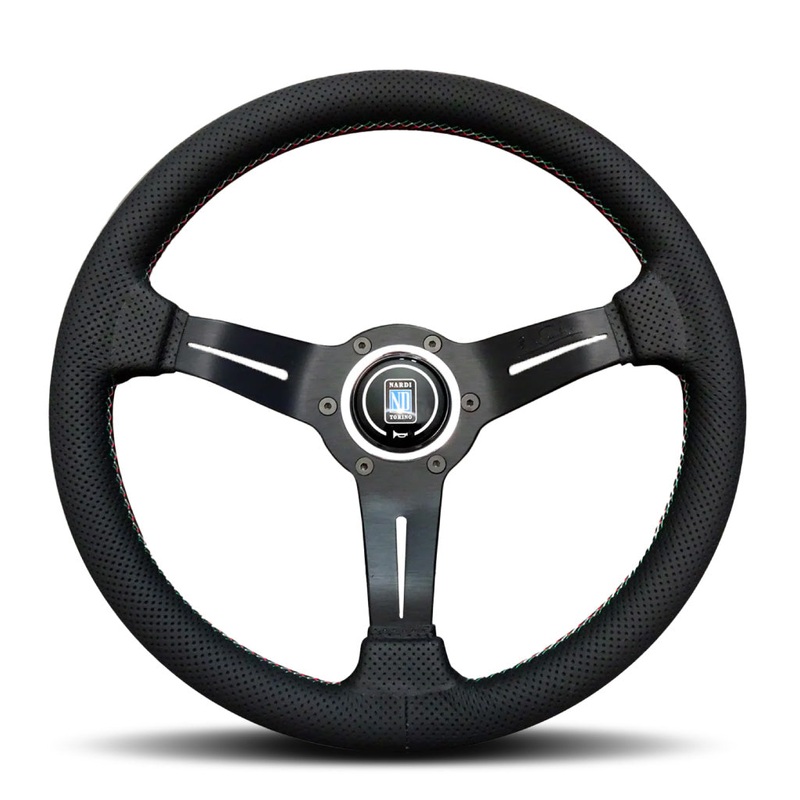 Nardi Deep Corn Steering Wheel – Black Airleather Italian Stitching Black Spokes 330mm