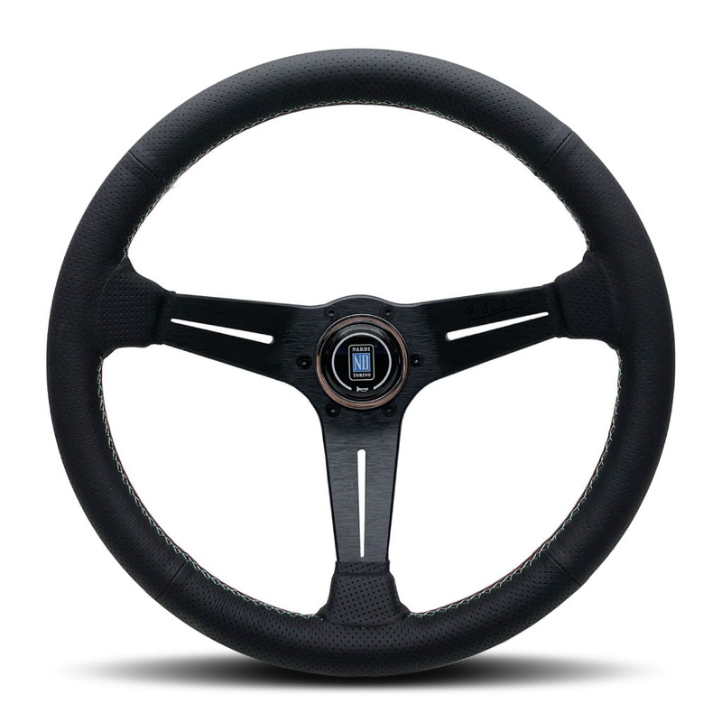 Nardi Deep Corn Steering Wheel – Black Airleather Italian Stitching Black Spokes 350mm