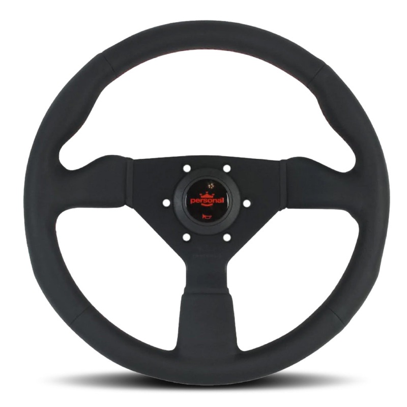 Personal Neo Grinta Steering Wheel – Black Leather Black Spokes Red Stitching 330mm