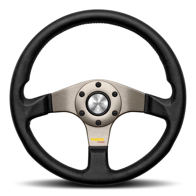 MOMO Tuner Steering Wheel – Black Leather Anthracite Spokes 320mm