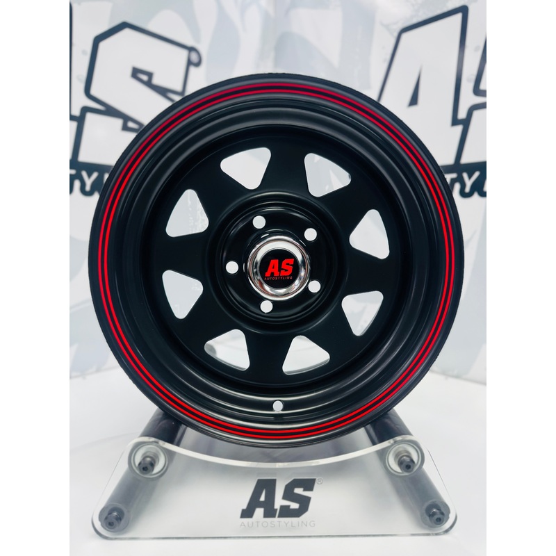 14 A-LINE 8 SPOKE BLACK RED STRIPE 5/114 for 7 seaters