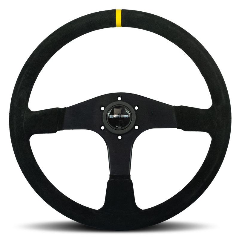 Sport Line Imola Steering Wheel – Black Suede Black Spokes 380mm