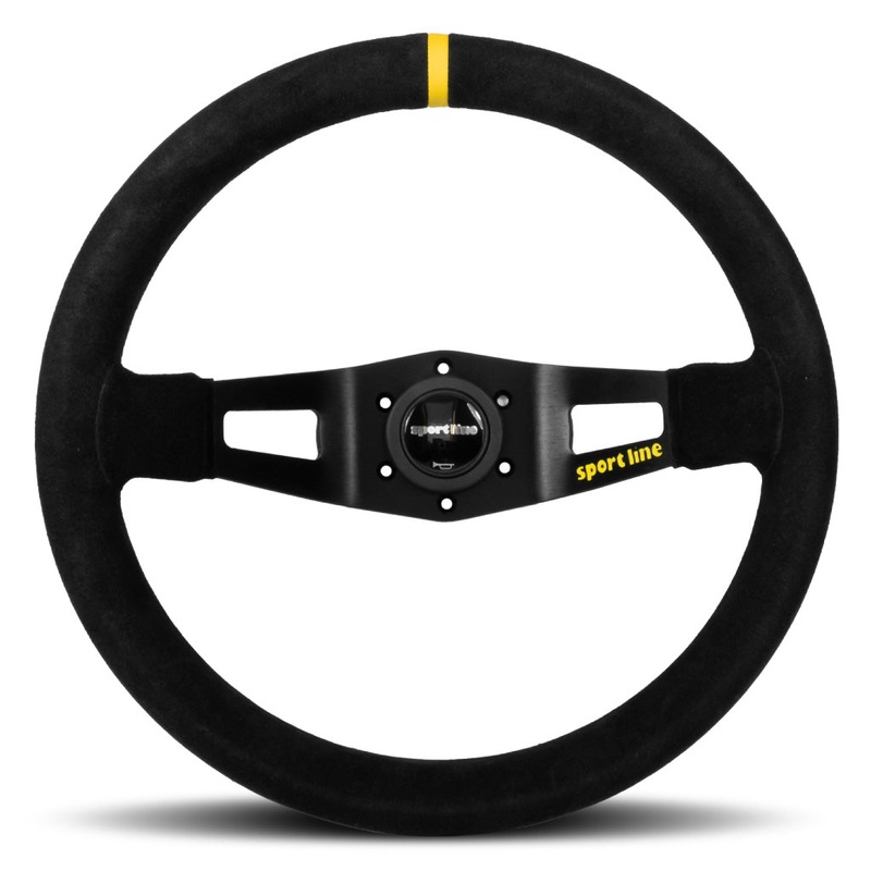 Sport Line Racing 2 Rally Two Spoke Deep Dish Steering Wheel – Black Suede Black Spokes 350mm