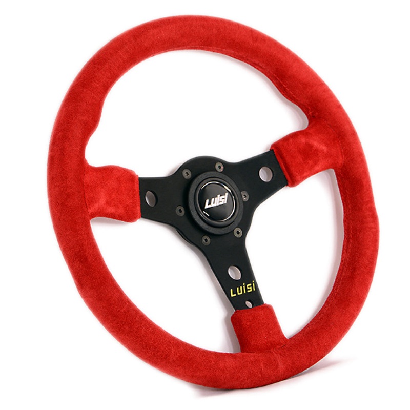 Luisi Racing Steering Wheel – Red Shammy Leather Black Spokes 350mm