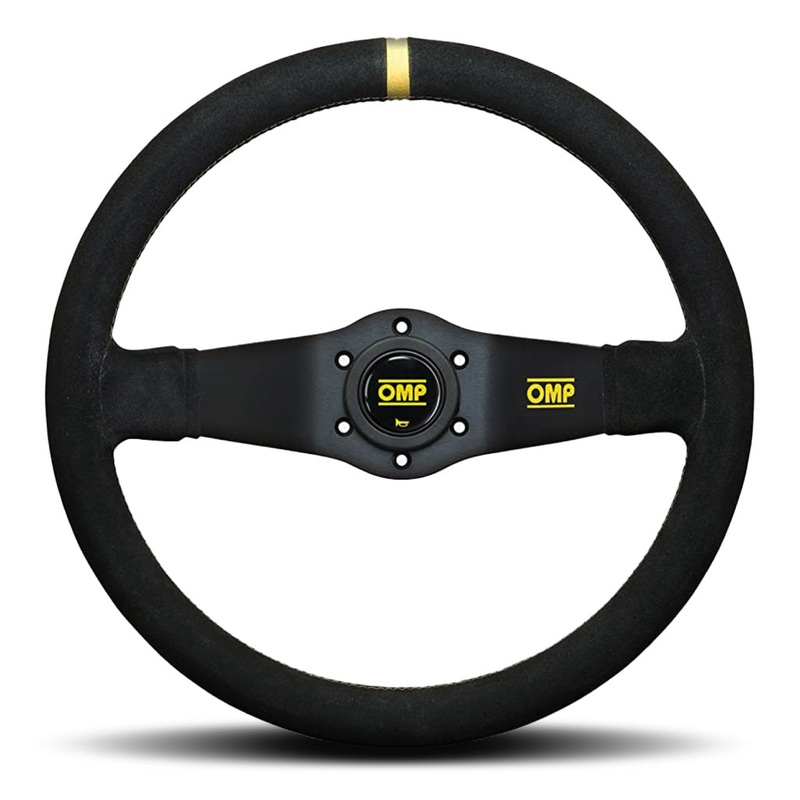 OMP Rally Scamosciato 2 Spoke Steering Wheel – Black Suede Black Spokes 350mm