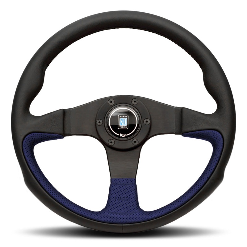 Nardi Challenge Steering Wheel – Black Leather Blue Airleather Black Spokes 350mm