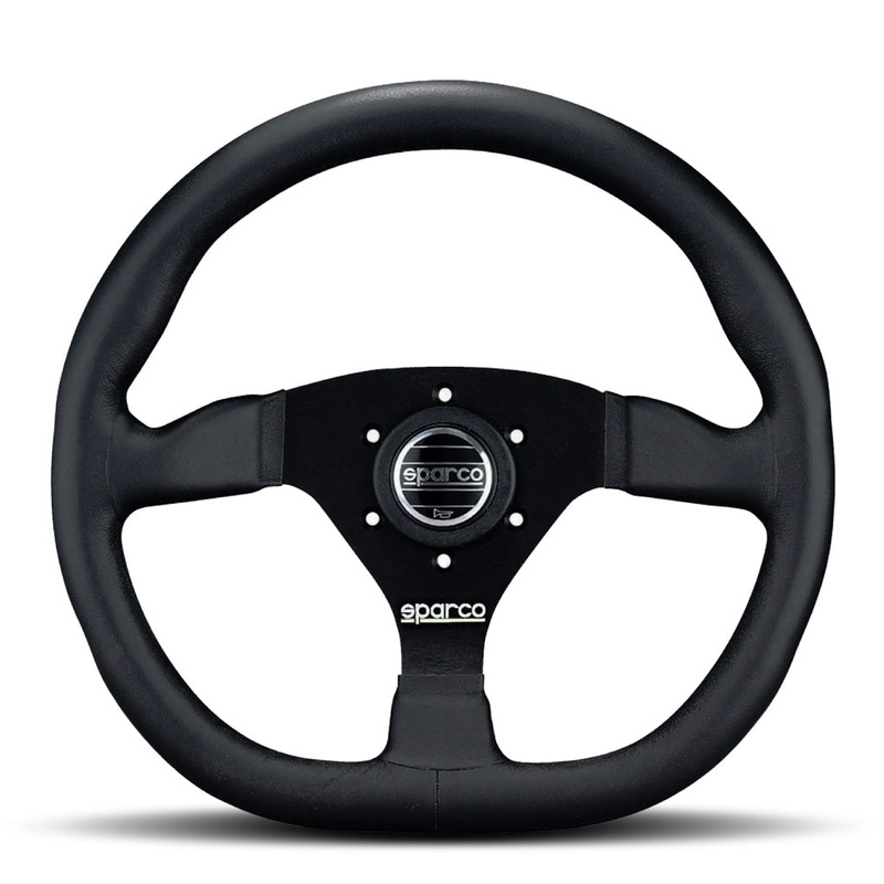Sparco L360 Steering Wheel – Black Leather Black Spokes 330mm