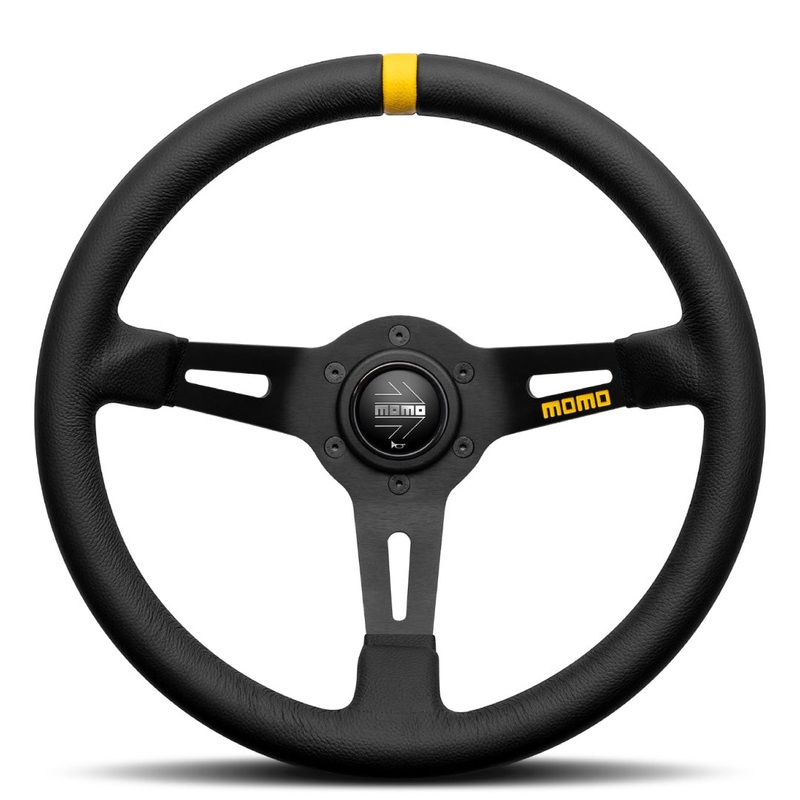 MOMO Mod. 08 Steering Wheel – Black Leather Black Spokes 330mm