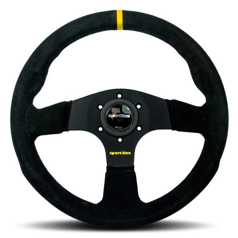 Sport Line Imola Steering Wheel – Black Suede Black Spokes 330mm