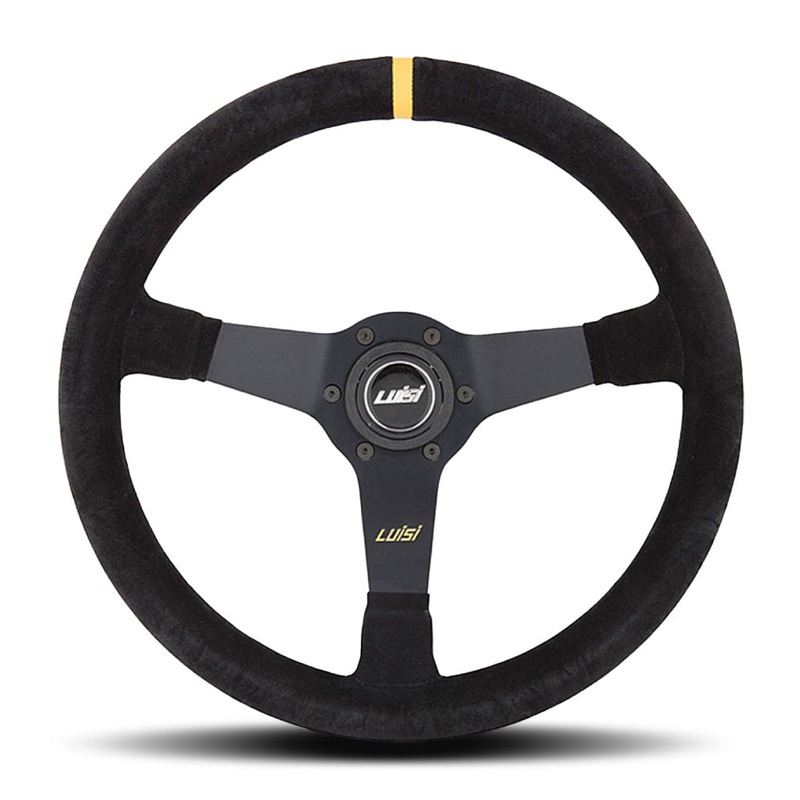 Luisi Mirage Corsa Steering Wheel – Black Shammy Leather Black Spokes 350mm