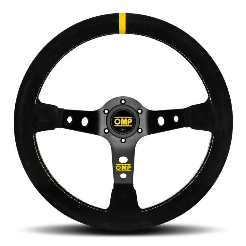 OMP Corsica 330 Steering Wheel – Black Suede Black Spokes 330mm