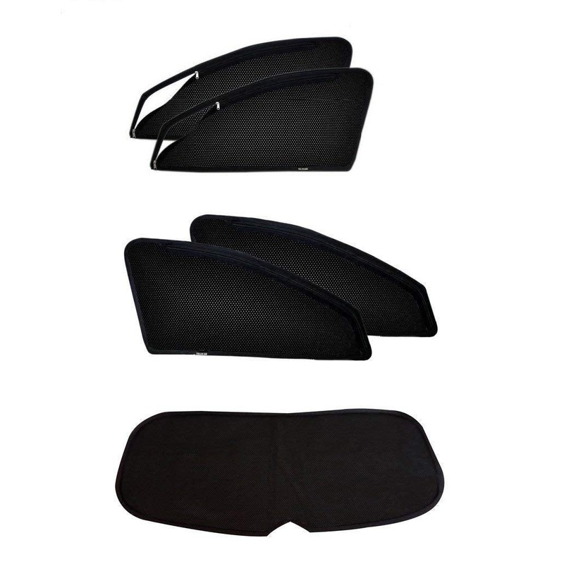ZipCombo Side Window Magnetic Zipper Sun Shades with Rear Window Sun Shades Compatible with Maruti Suzuki Wagon R Stingray, Set of 5