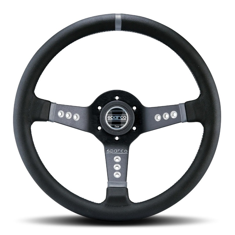 Sparco L777 Steering Wheel – Black Leather Black Spokes 350mm